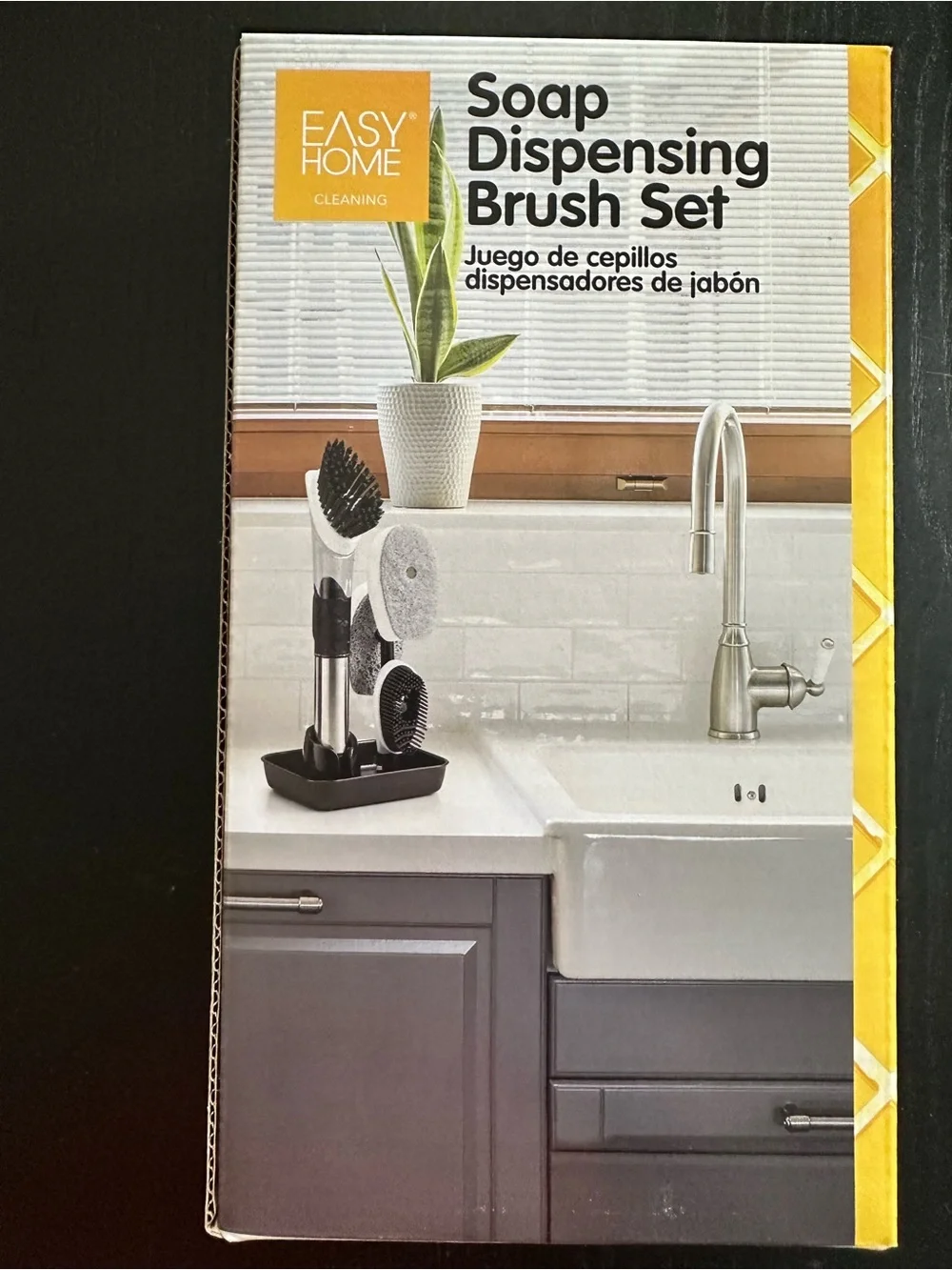 Black and Stainless Steel Soap Dispensing Brush Set